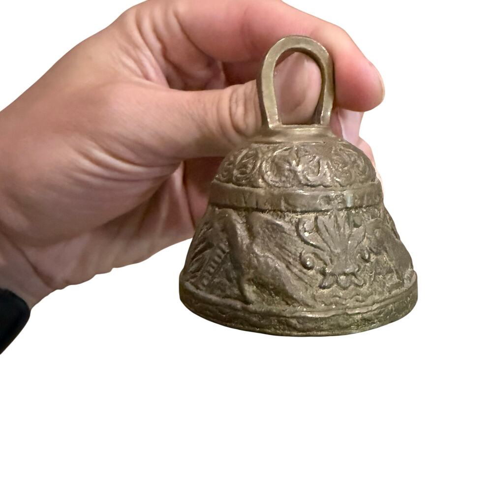 Vintage Brass Sanctuary Bell AGNVS PELICANVS LEO X AQVIL Made In France 3”